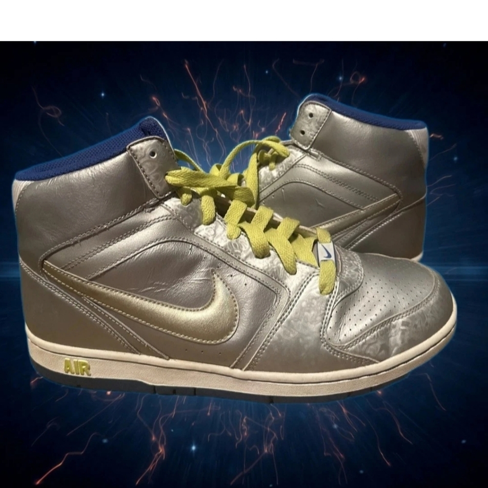 Nike Air Prestige Sneakers Vtg Y2k High Top HT Womens 10 Silver Basketball Shoes